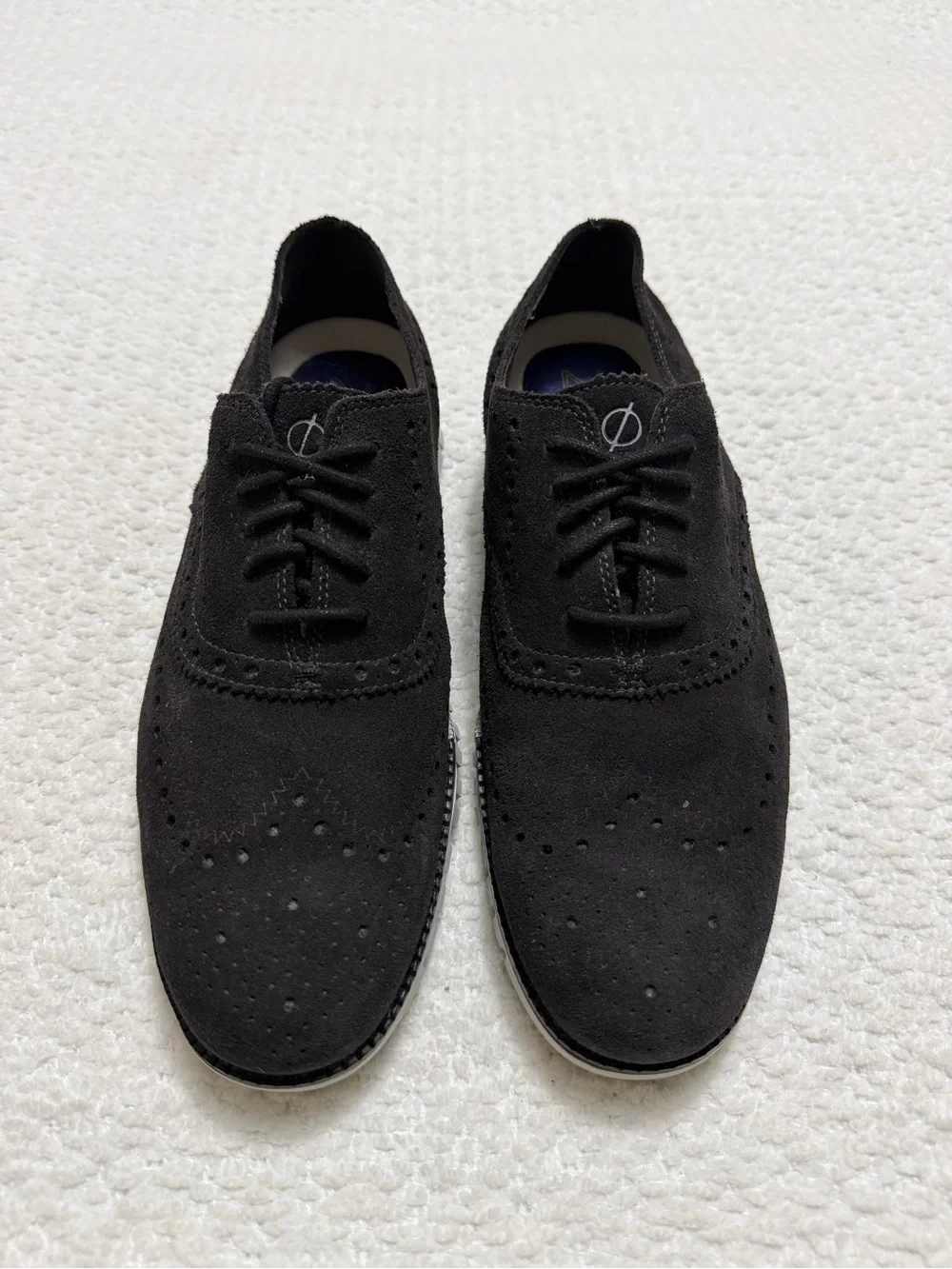 Cole Haan ZERØGRAND Wingtip Oxford Midnight Grey Suede Men’s Size 9.5